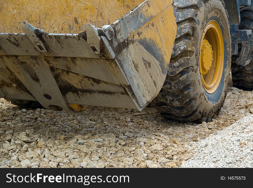 Earth-moving machine. close-up