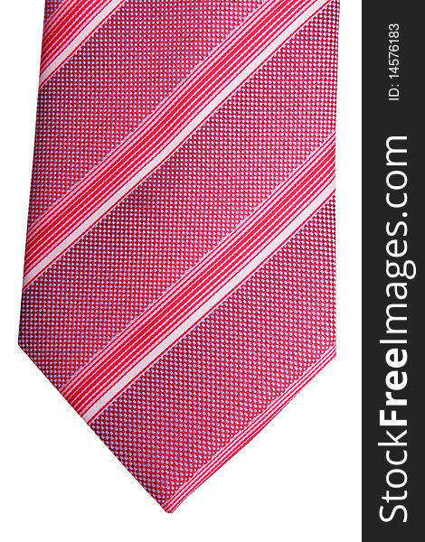 Magenta tie with transverse lines. Clothing accessory