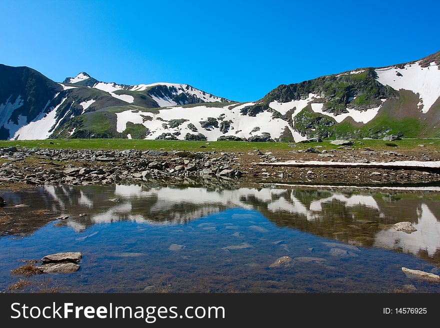 Beautiful lake in Caucasus mountain