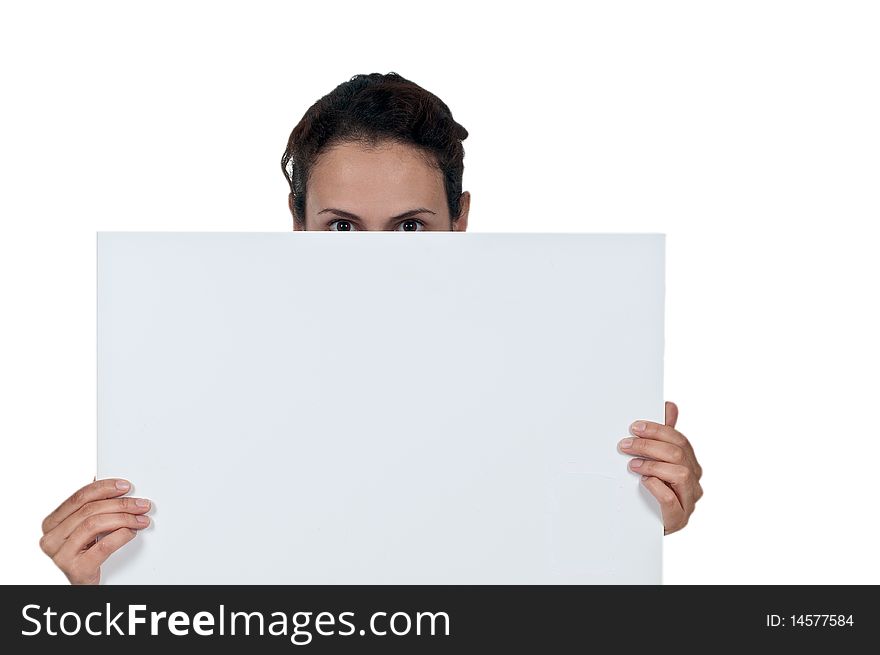 Woman holding sign