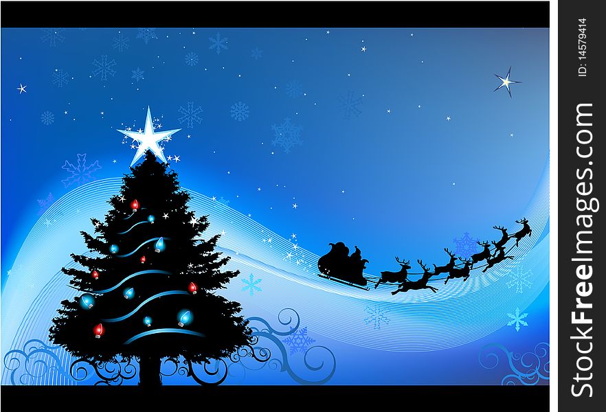 Blue christmas background, vector illustration