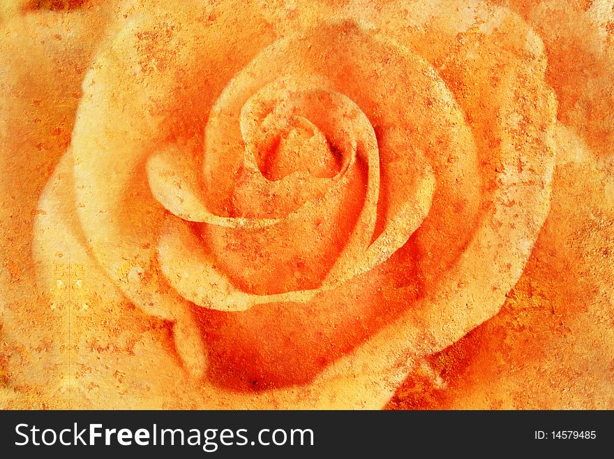 Floral picture with patina - rose. Floral picture with patina - rose