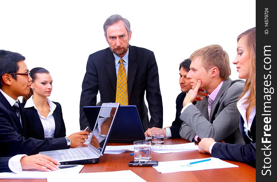 Businessteam in office on white background