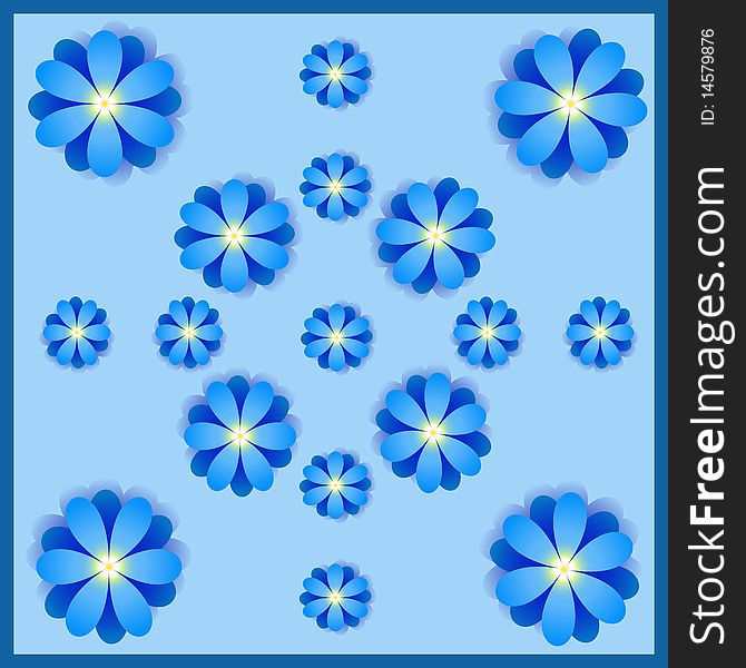 Flowers vector on a blue background