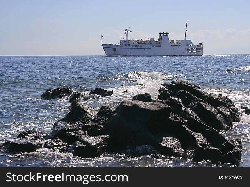 Ferry On The Sea - Lipari Islands