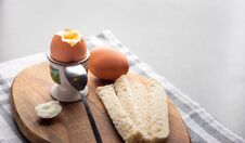 Boiled Egg For Breakfast With White Bread Royalty Free Stock Photography