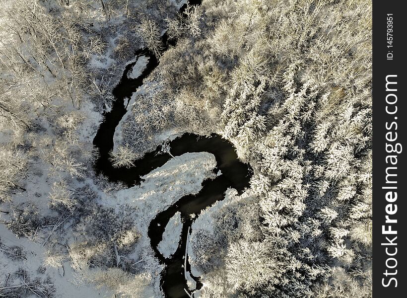 Flying the drone after a heavy snow the night before and I came across this s curve in a creek that was surrounded by snow covered trees on either side. The way the black of the water contrasts with the white of the snow makes the stand out. Flying the drone after a heavy snow the night before and I came across this s curve in a creek that was surrounded by snow covered trees on either side. The way the black of the water contrasts with the white of the snow makes the stand out.