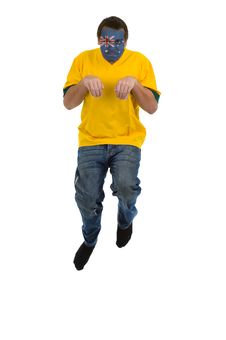 Human Kangaroo With Australian Flag On Face Stock Image Human Kangaroo With Australian Flag On Face Stock Image