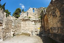 Wall Of The Ruins Of Byzantine Church In Jerusale Royalty Free Stock Photos