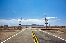 Railway Crossing On Route 95 Royalty Free Stock Photos Railway Crossing On Route 95 Royalty Free Stock Photos