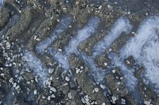 Frozen Truck Tracks In The Mud Stock Images