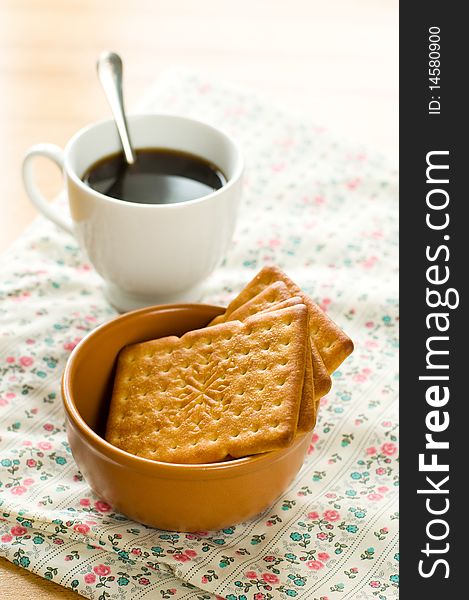 Cup of coffee with cookies. Cup of coffee with cookies