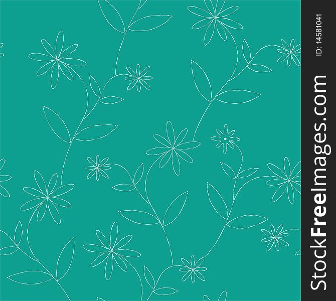 Seamless dotty flowers vector wallpaper