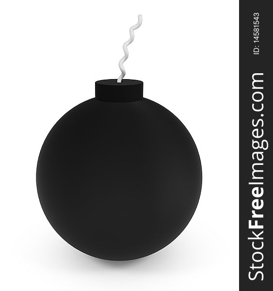 Black bomb isolated on white - 3d illustration