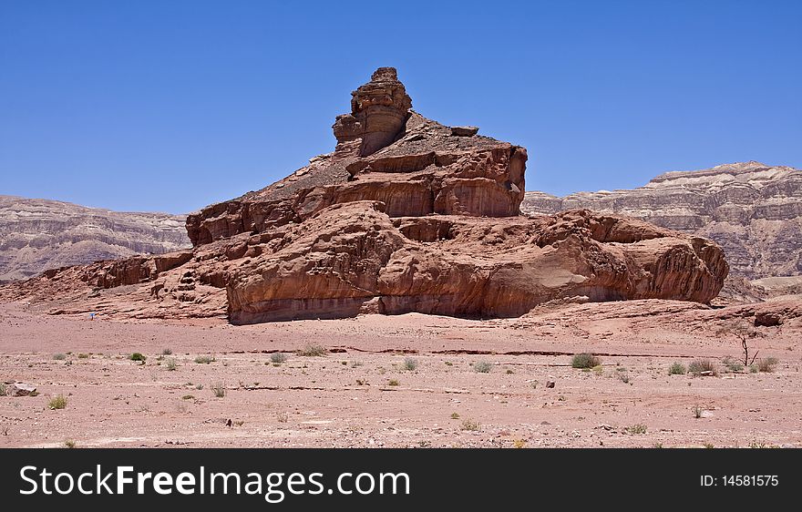 The spiral hill located in Timna Park. The park is located approximately 25 kilometers north of Eilat, in the middle of the Red Sea Desert.