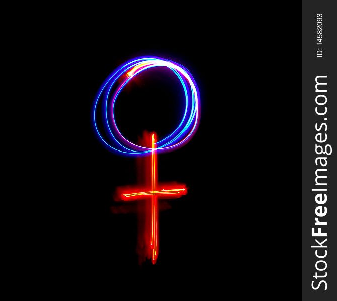 Freezelight photo with an abstract sense. Female sign.
