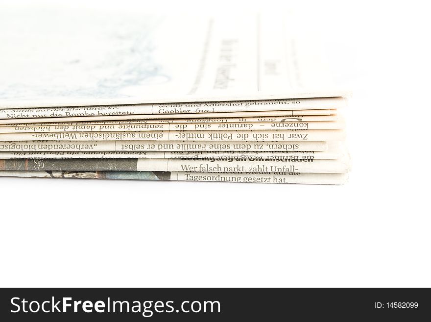 Eyelet newspapers. Isolated on white background