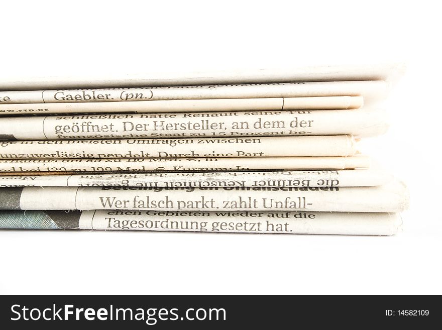 Eyelet newspapers. Isolated on white background