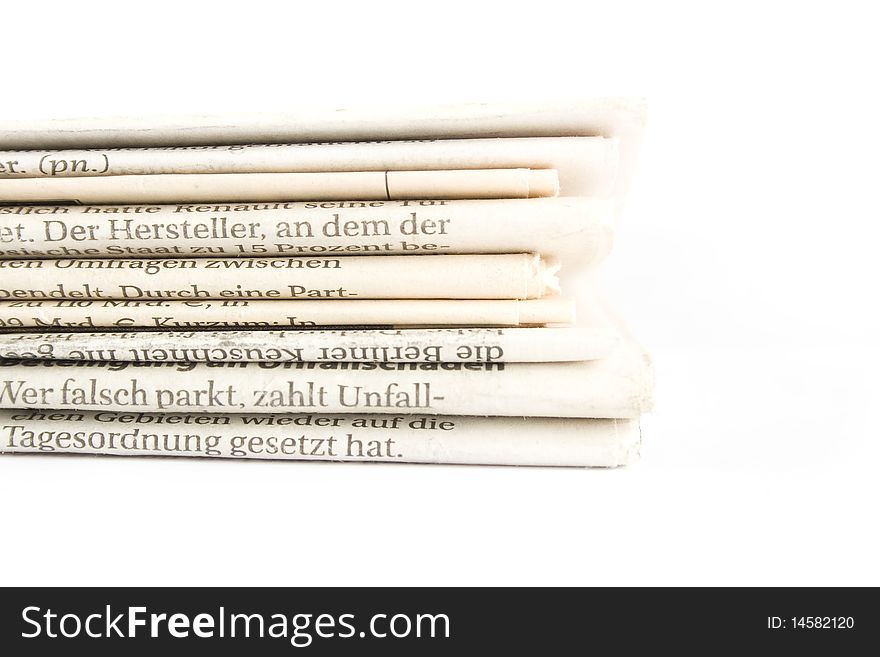 Eyelet newspapers. Isolated on white background