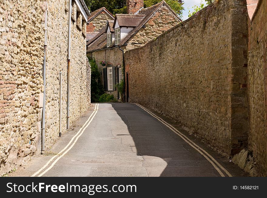 Street between the walls in Ludlow, Shropshire. Street between the walls in Ludlow, Shropshire