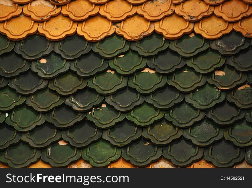 Flower tiles.Ancient arts of  China roof.