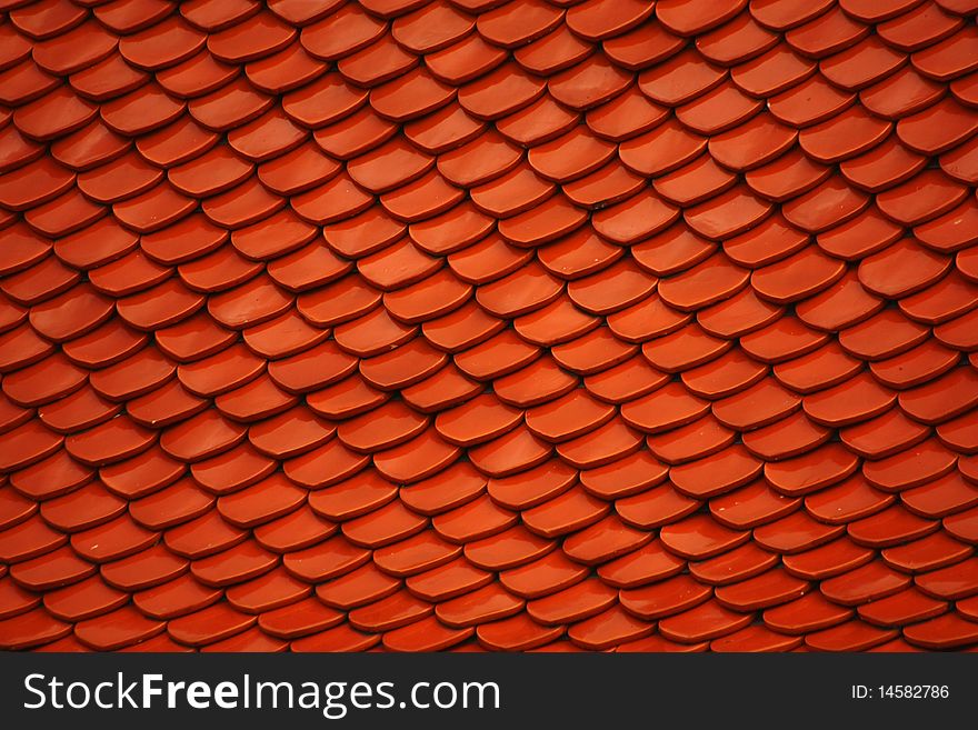 Red tiles decoration for roof.