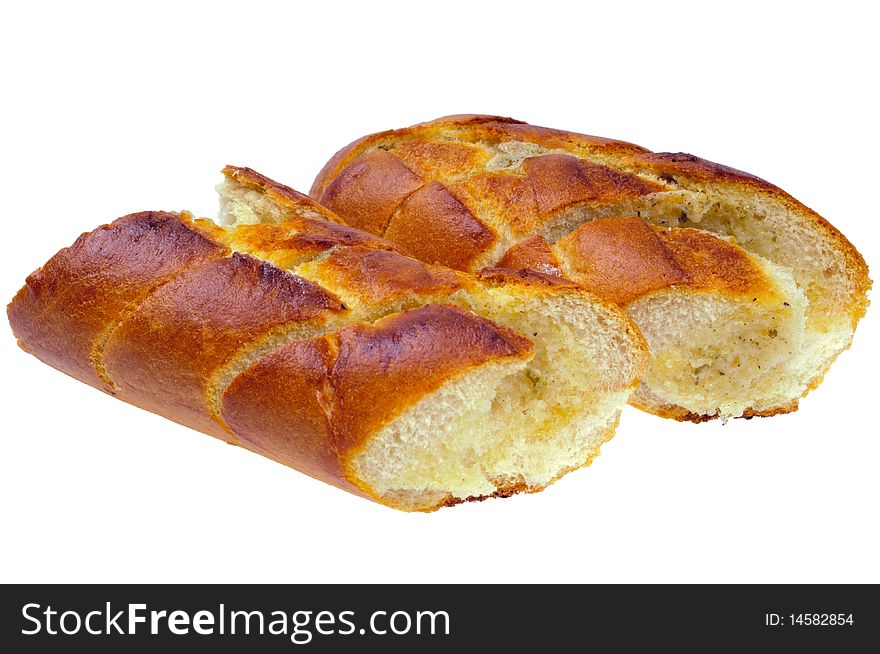 Two Pieces Of Baked Baguette