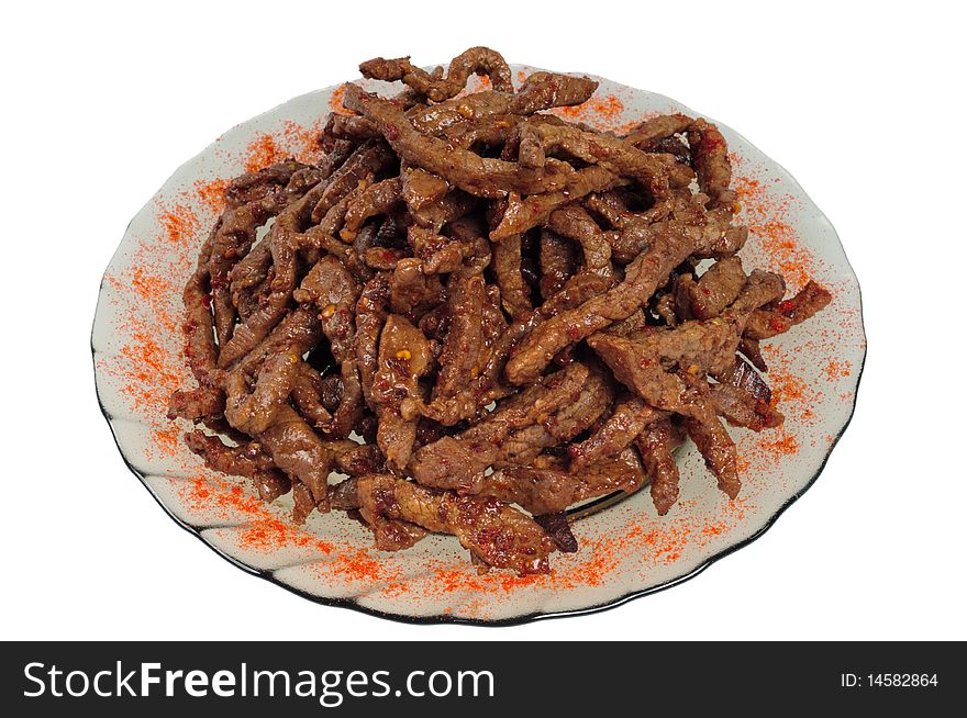 Meat sticks on plate