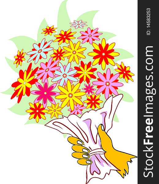 Bouquet isolated line art work