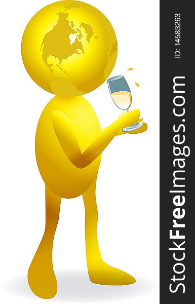 Drinking cool drink isolated illustrated image