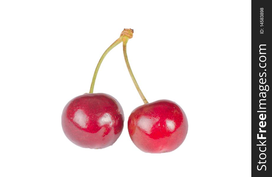 Two cherry isolated on a white background