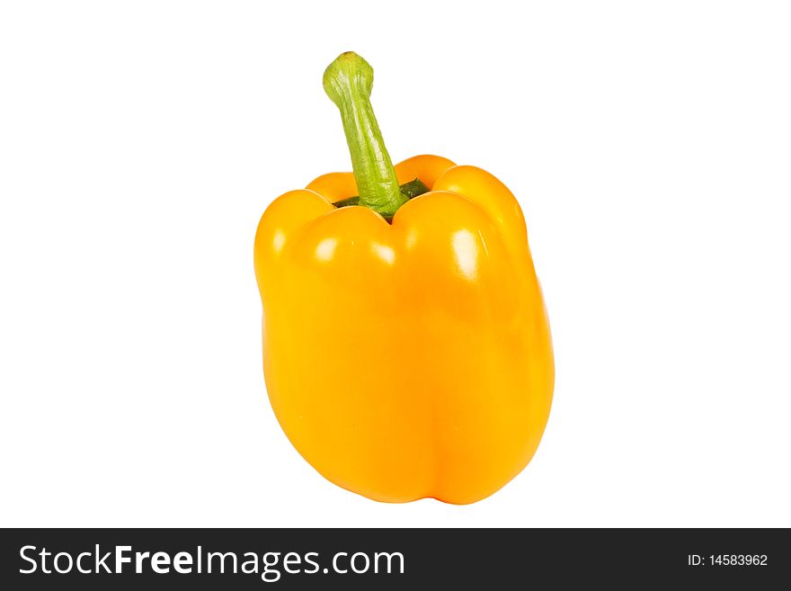 Single yellow sweet pepper isolated on the white background