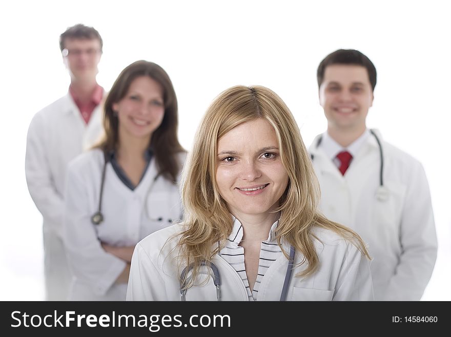 Smiling medical doctors with stethoscopes