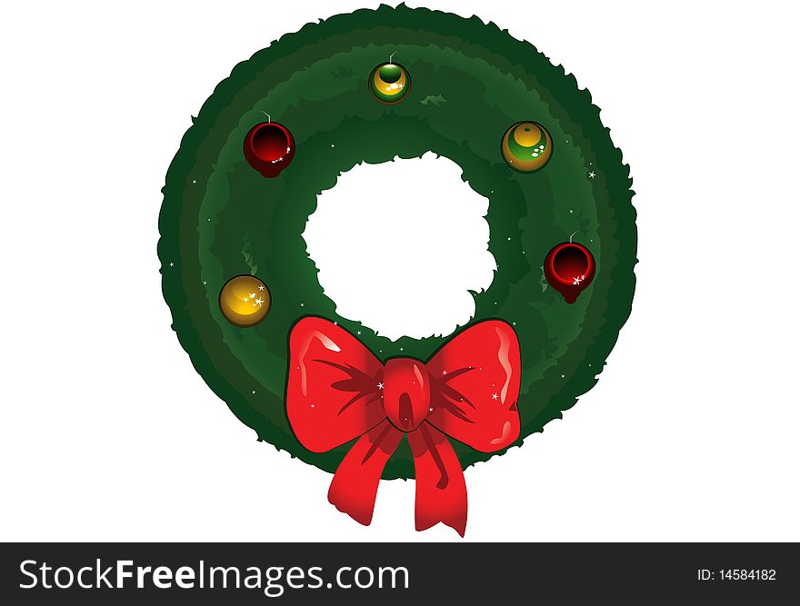 Christmas wreath ornament, vector illustration