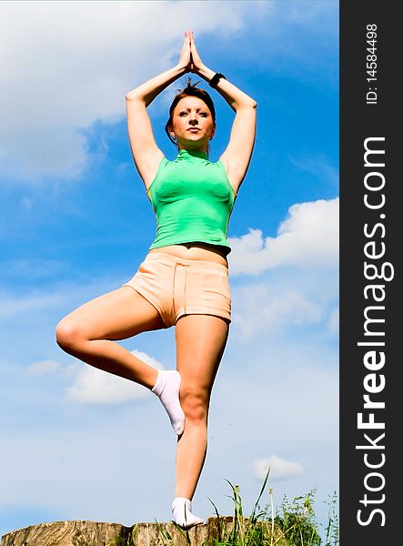 Portrait of young woman doing exercises. Portrait of young woman doing exercises
