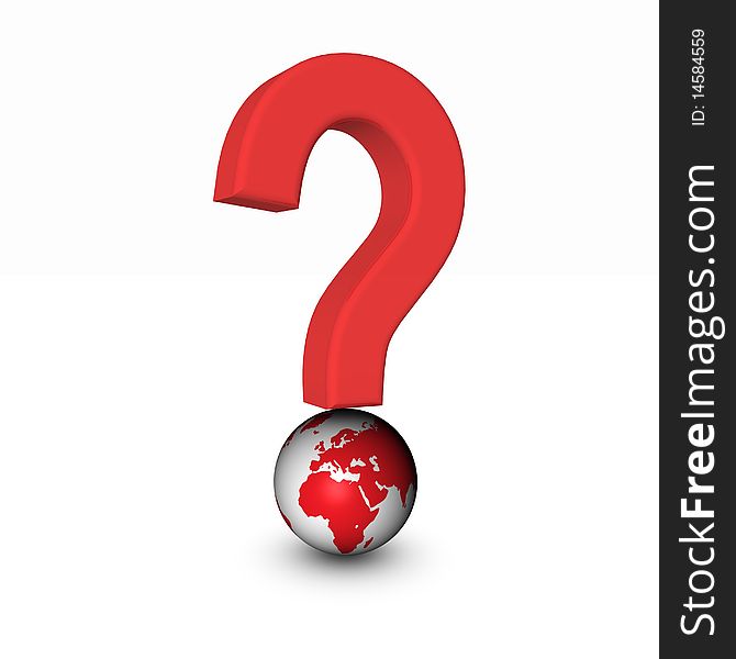 3d questionsymbol with globe in red