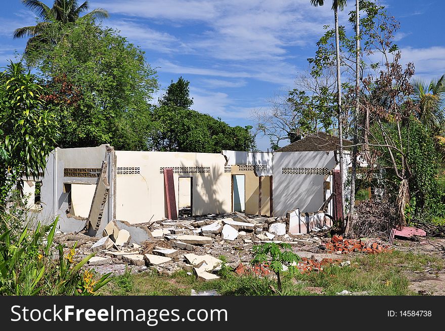 Broken house at the urban zone