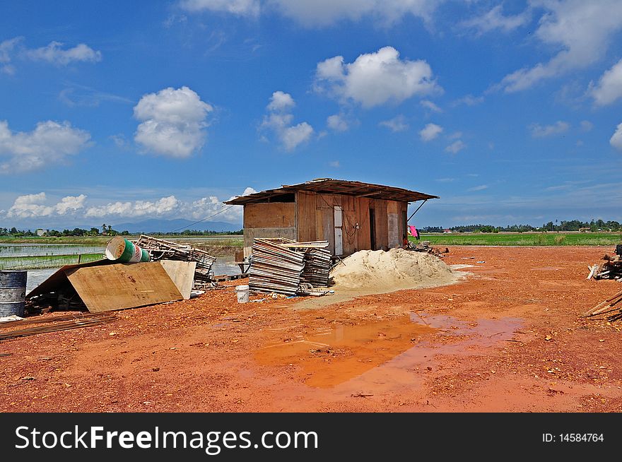 Wooden hut and work place