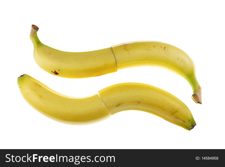 Yellow banana connected together in one