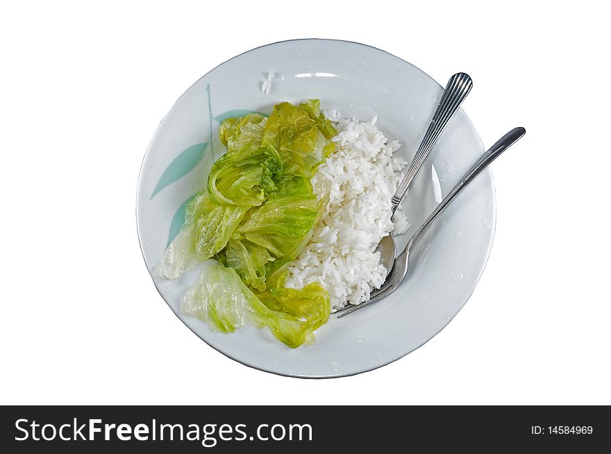 Vegetable and rice on the plate
