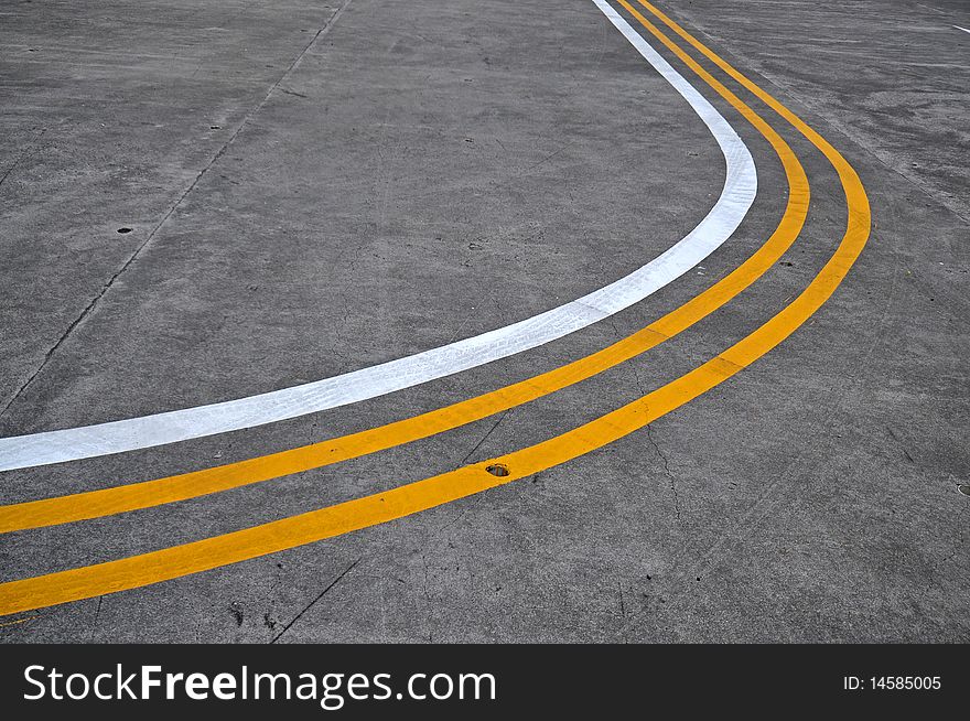 Yellow and white lines on the roads