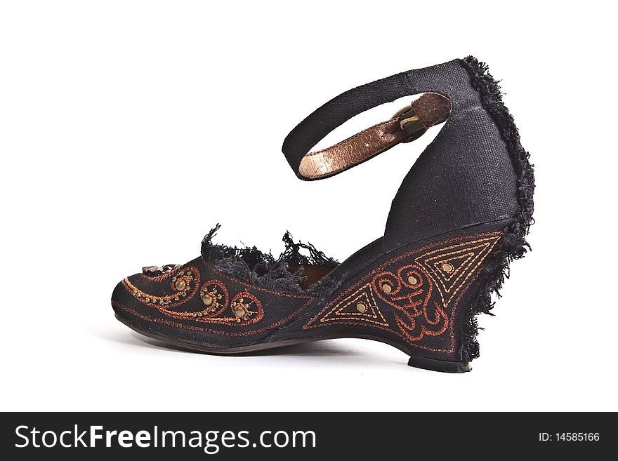 Black embroided shoe