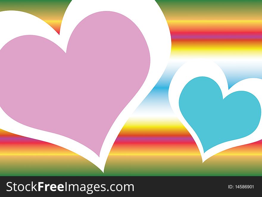 A colorful wallpaper with two hearts. A colorful wallpaper with two hearts