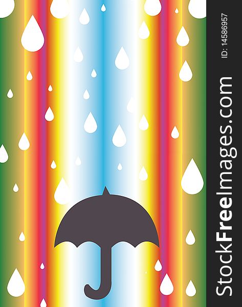 A colorful wallpaper with drops and umbrella
