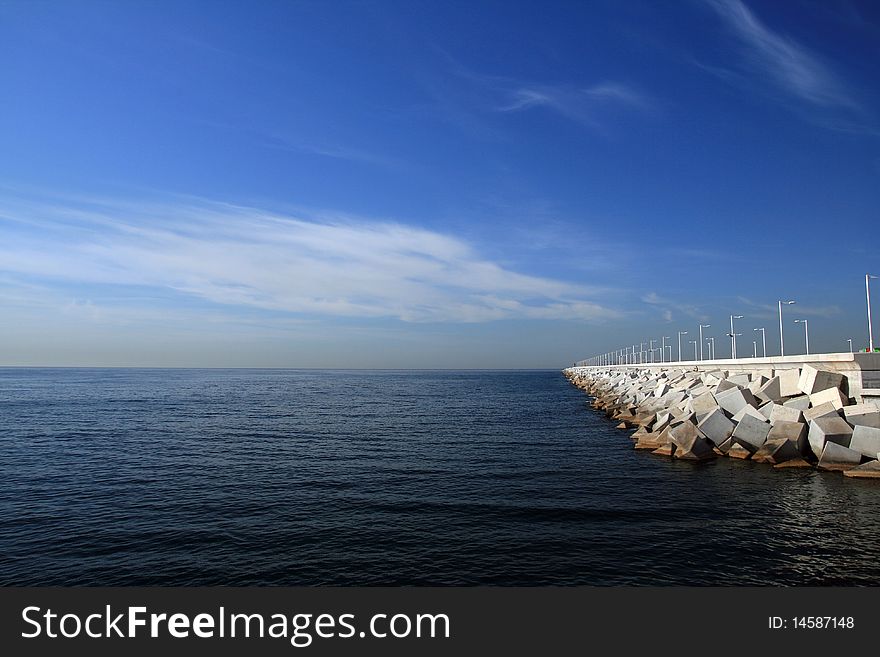 Main breakwater in the port of Alicante