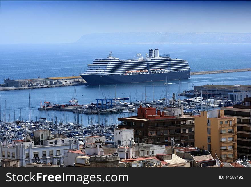 Cruise tied up in the port of Alicante. Cruise tied up in the port of Alicante