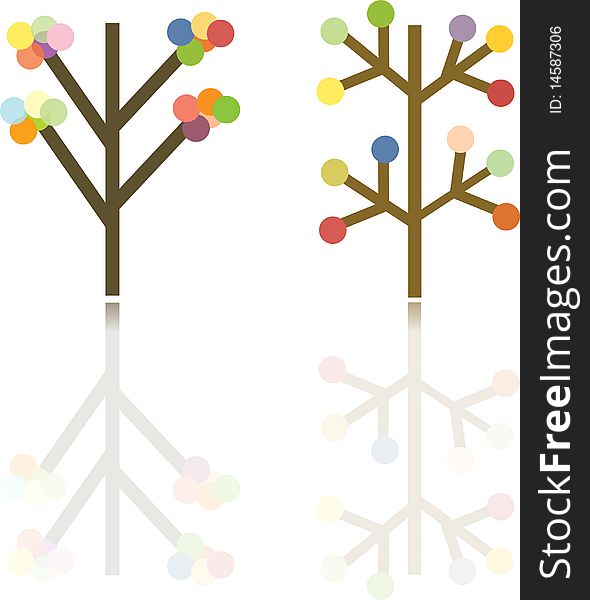 Set of 2 stylish trees  illustration. Set of 2 stylish trees  illustration.