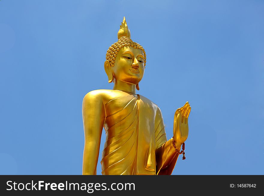 Raise hand buddha image in chonburi province of thailand.