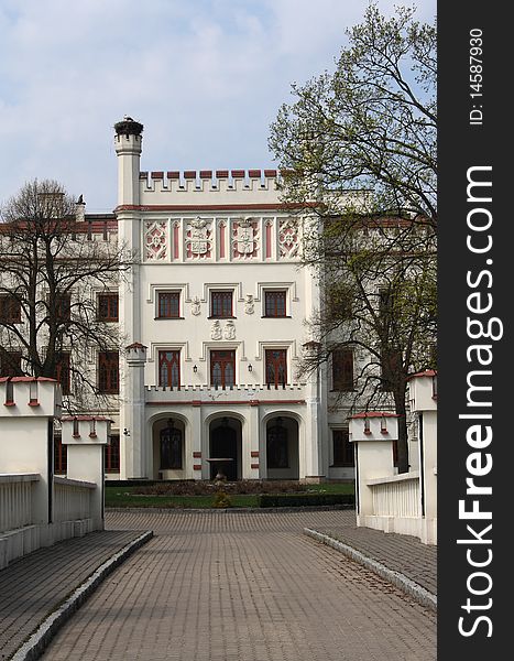 Main entrance to the palace. Detail of facade. Poland