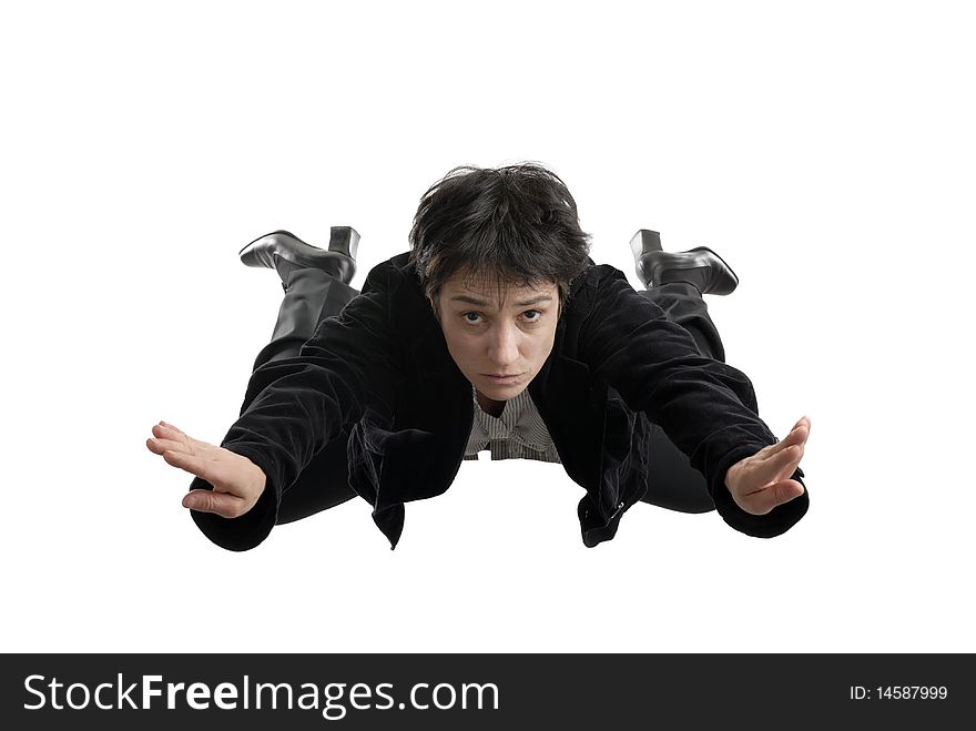 Business concept - business woman falling down